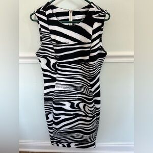 Calvin Klein Black and White Patterned Dress